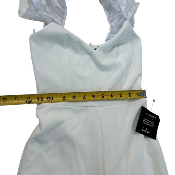 Lulu's Luxe Position White Ruffled Wide-Leg Jumpsuit Size XS NWT - Picture 15 of 17